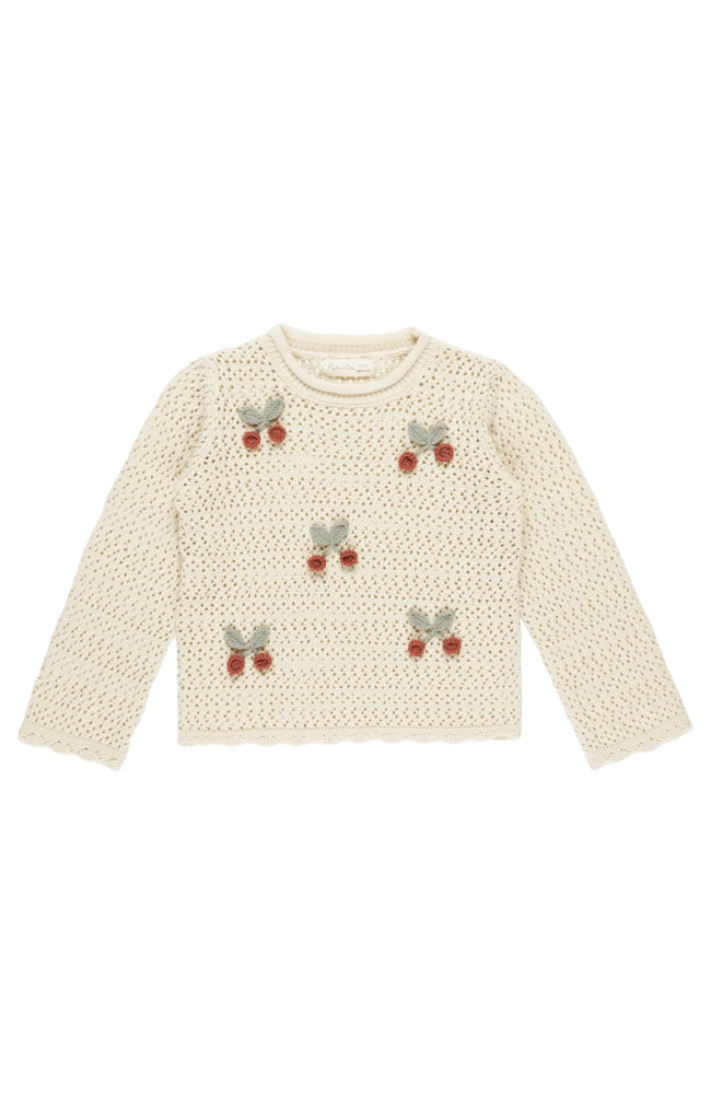 Crochet Knit Pullover - Cherries