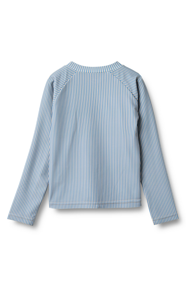 Swim t-shirt L/S zip Ada - Blue Swim Stripe