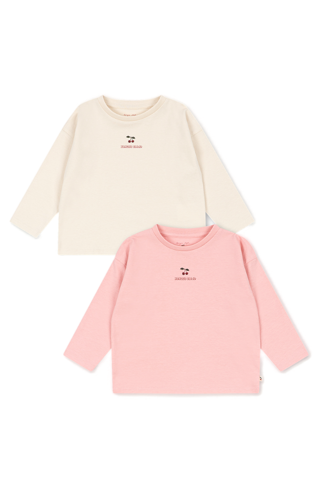 Lin LS Tee 2pk - Pink Dolphin/Antique White