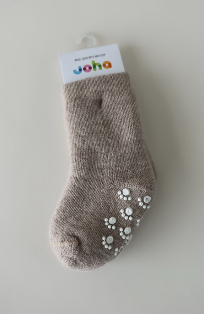 Ullar Sokkar m/ stoppi - Beige Melange