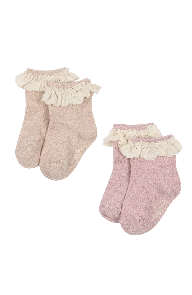 Glitter Frill Socks 2pk - Rosette