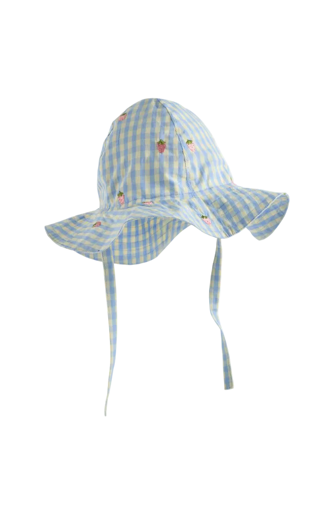 Dolly Bow Sun Hat - Sky Berry Gingham