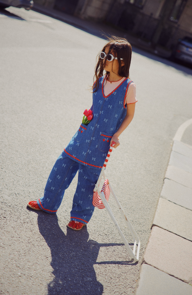 Eva Pants - Denim Blue Bow