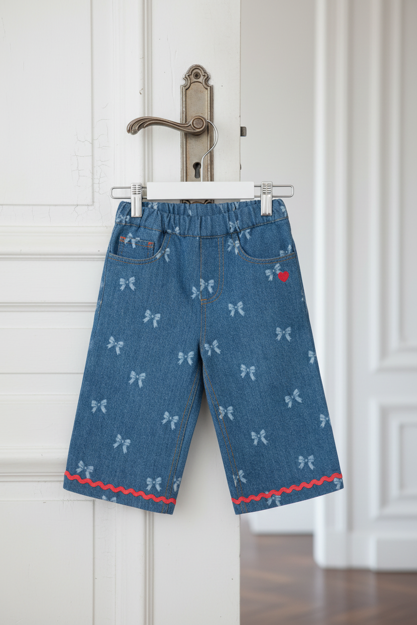 Eva Pants - Denim Blue Bow