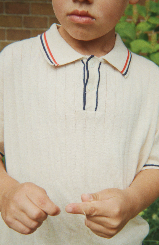 Mio Knit Polo - Almond Milk