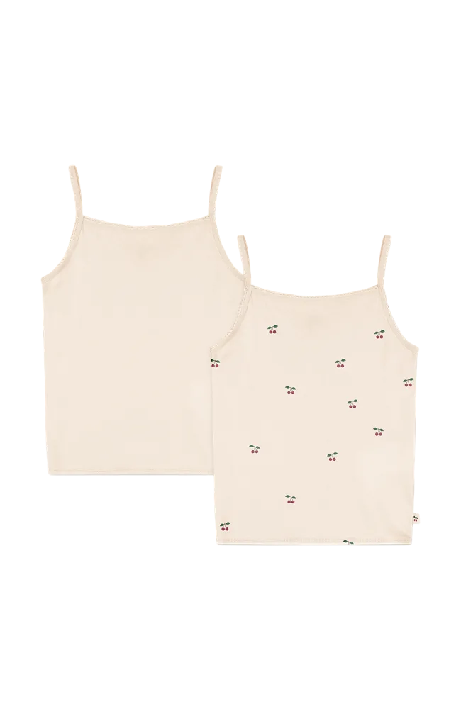 Basic Strap Tops 2pk - Cherry / Pearled Ivory