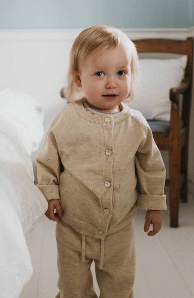 Edris Knit Pointelle Cardigan - Fog