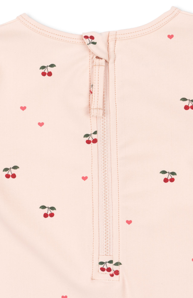 Merle Swim LS Onesie - Cherry Coeur Rose