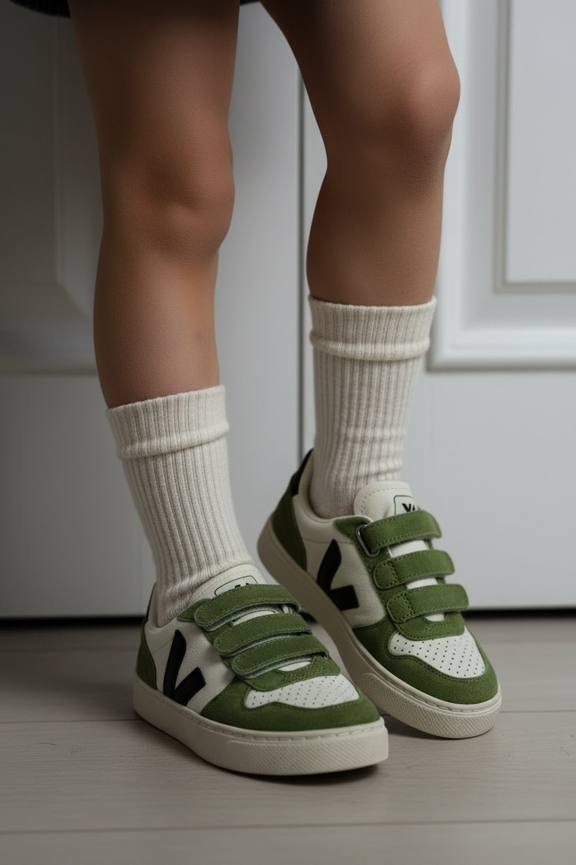 V90 Leather Sneakers - Pure / Black / Kiwi