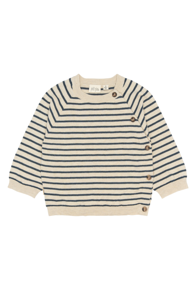 Does Knit Cardigan - Dark Denim Striped