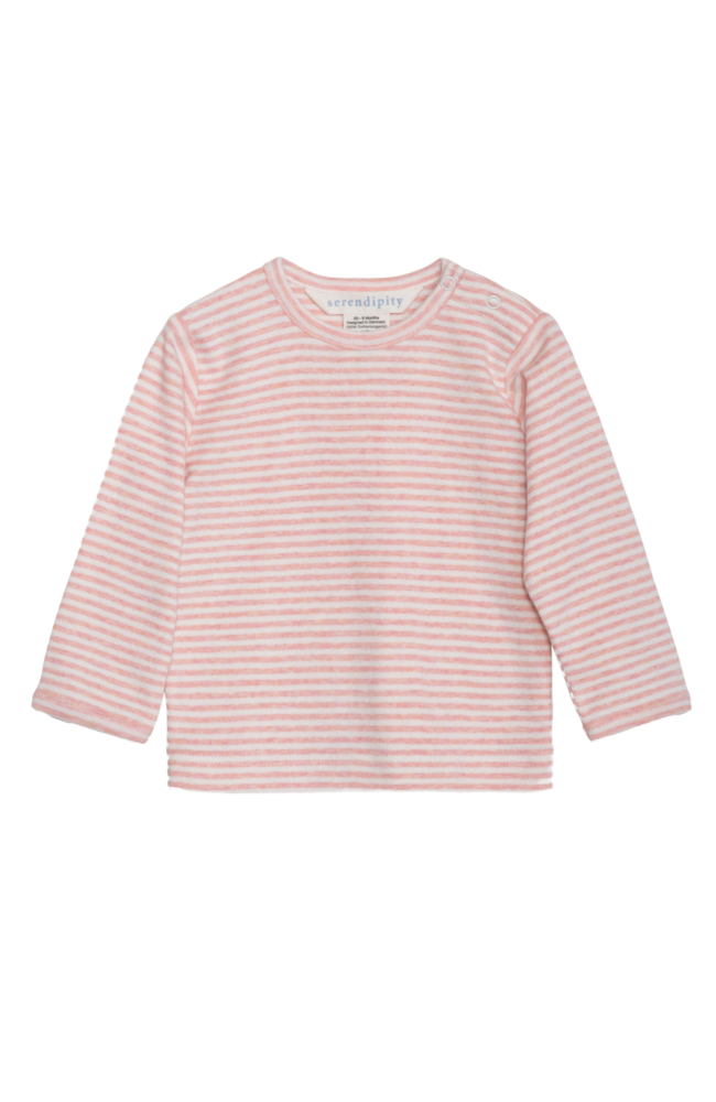Slim Tee Stripe - Coral/Offwhite