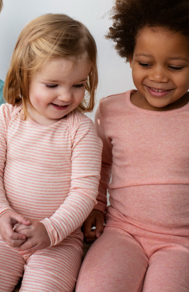 Slim Tee Stripe - Coral/Offwhite