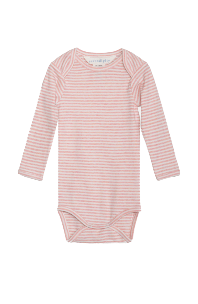 Baby Body Stripe - Coral/Offwhite