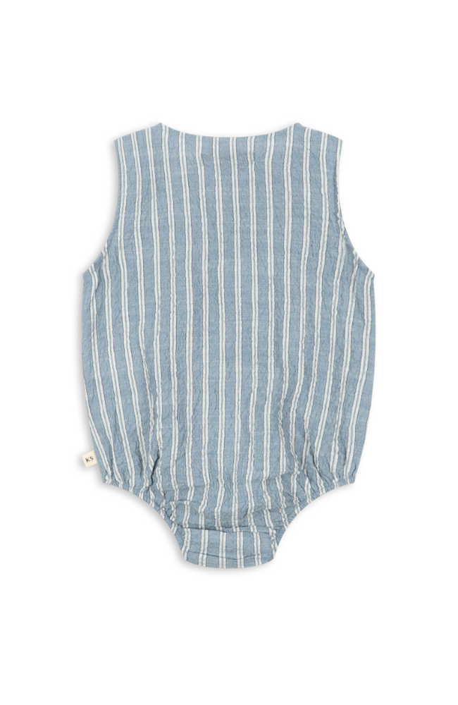 Elliot Romper - Trio Bleu Stripe
