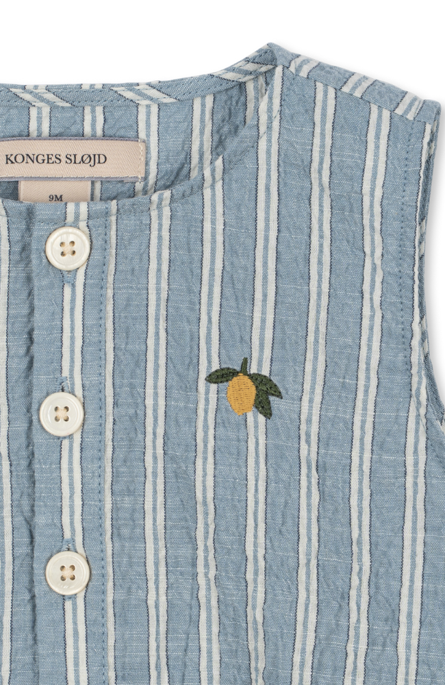 Elliot Romper - Trio Bleu Stripe
