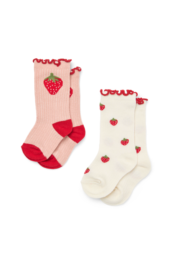 Vigga Socks 2pk - Pointelle Berry