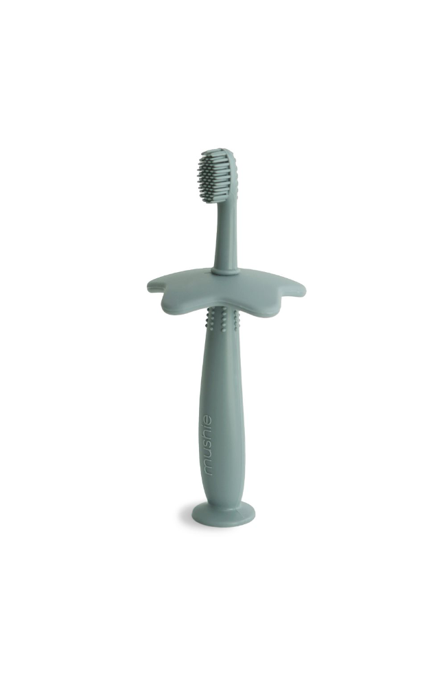 Mushie Flower Training Toothbrush - Cambridge Blue