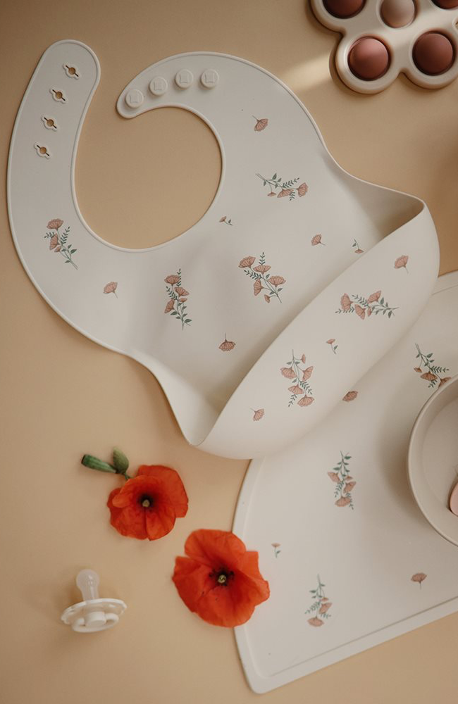 Mushie Silicone Feeding Toddler Set - Pink Flowers