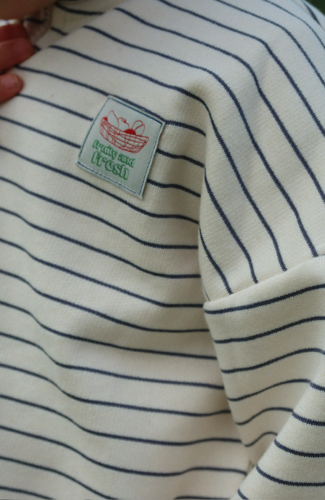 Lou Half Zip Sweat Shirt - Flintstone Stripe