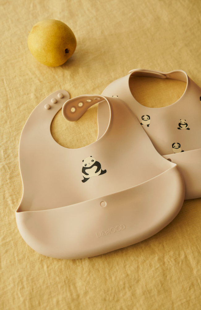 Ember Printed Bib 2pk - Panda/Sandy