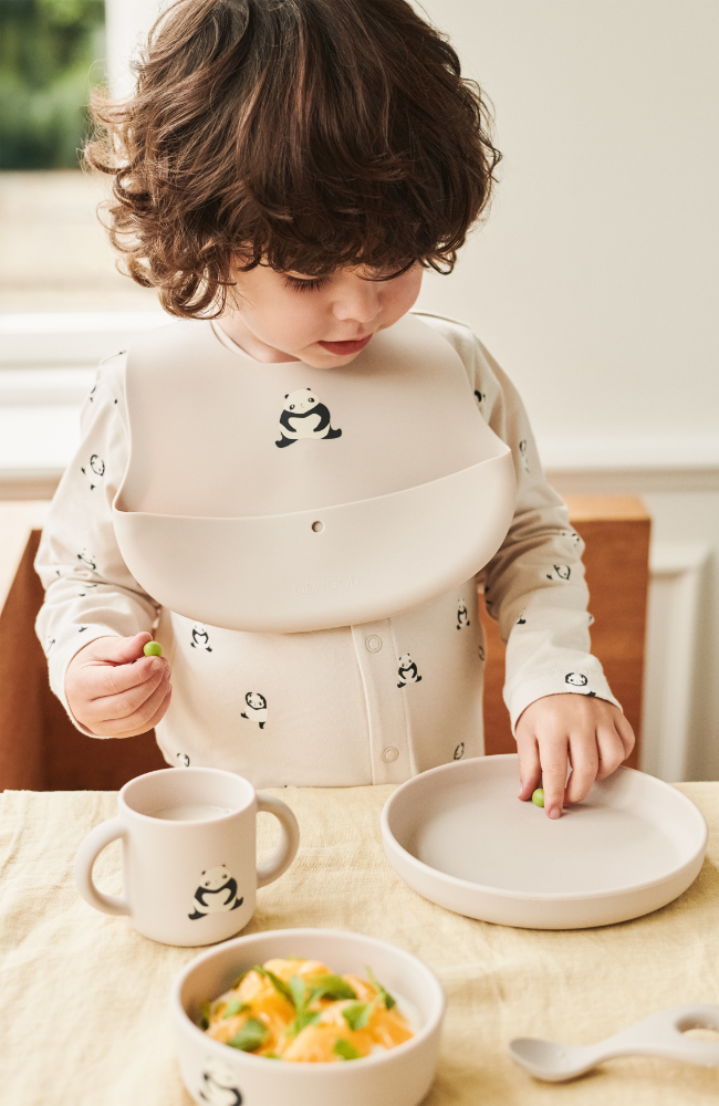 Ember Printed Bib 2pk - Panda/Sandy