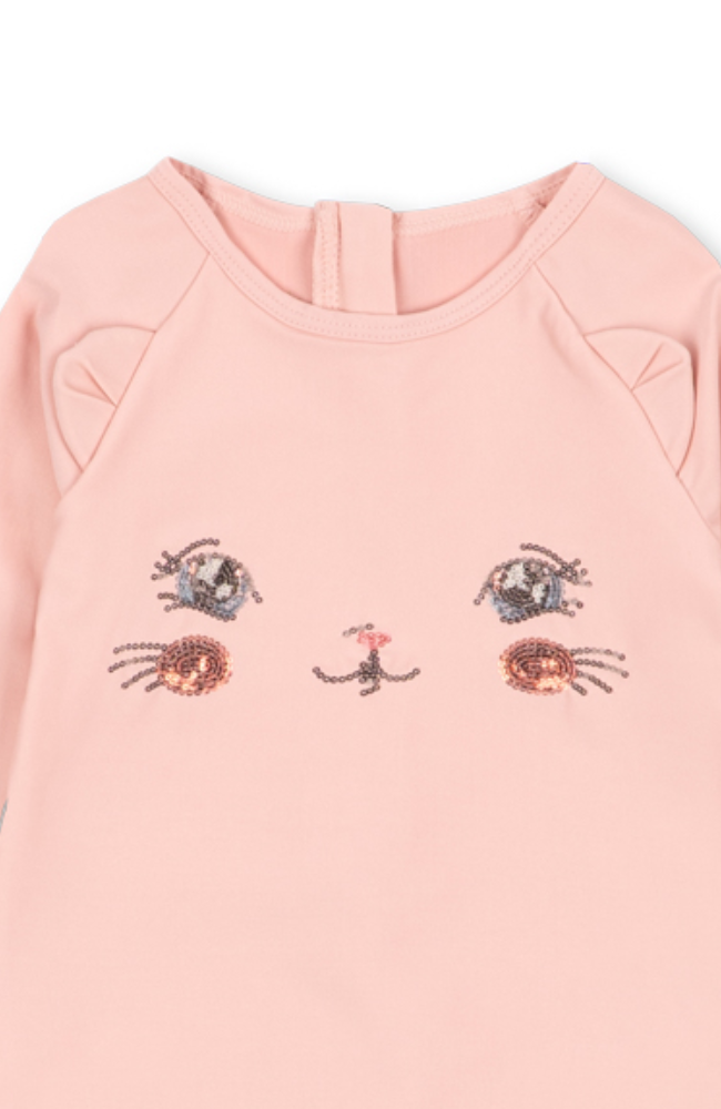 Kitty LS Onesie - Powder Pink