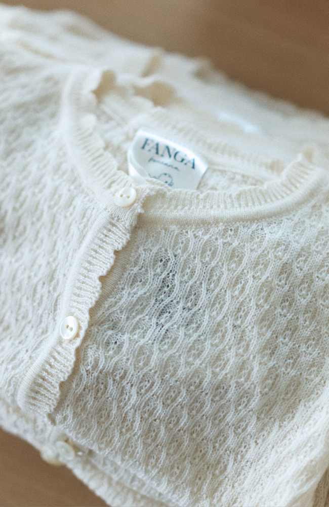 Venti Pointelle Cardigan - Antique White