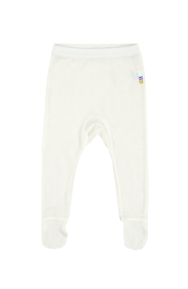 Ullar/Silki Blúndu Leggings m/sokkum - Hvítar