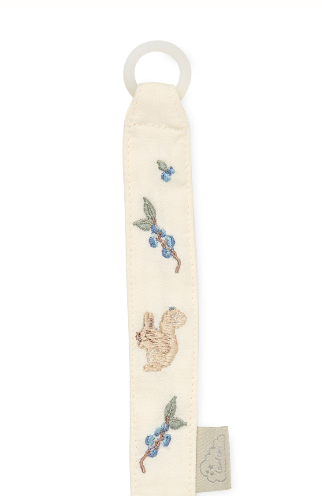 Embroidered Pacifier Holder - Blueberries