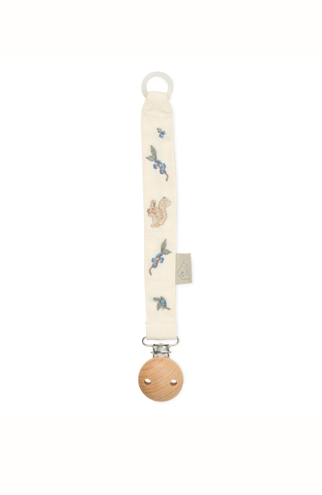 Embroidered Pacifier Holder - Blueberries