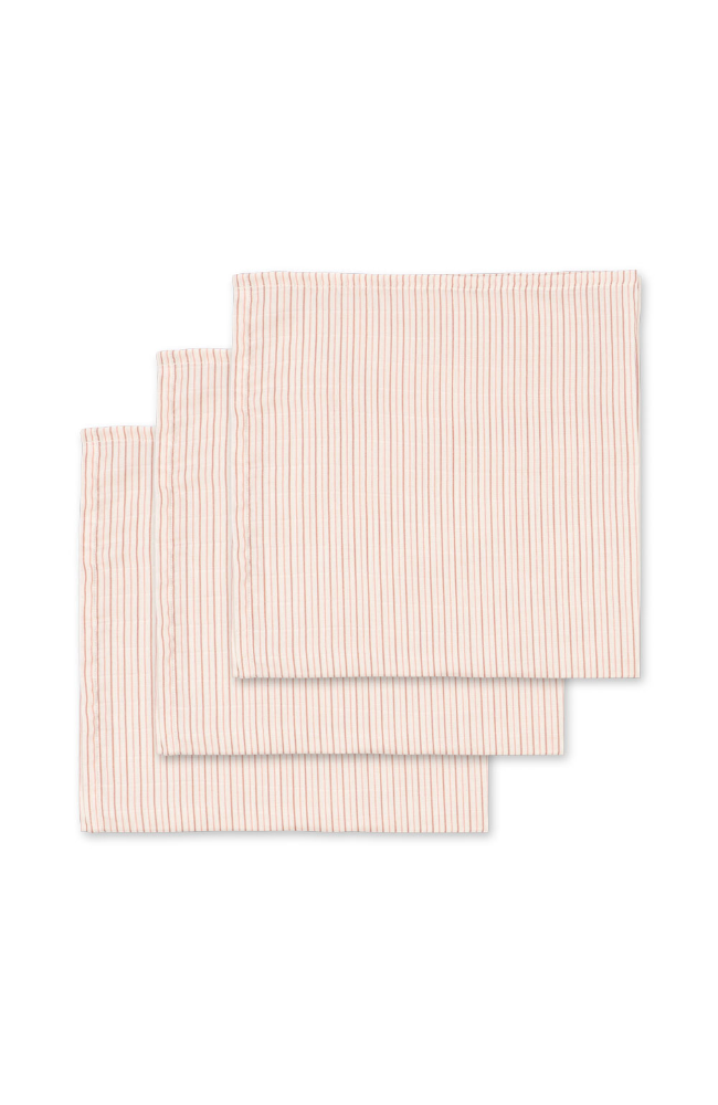 3pk Muslin Cloths - Stripie Petite Rose
