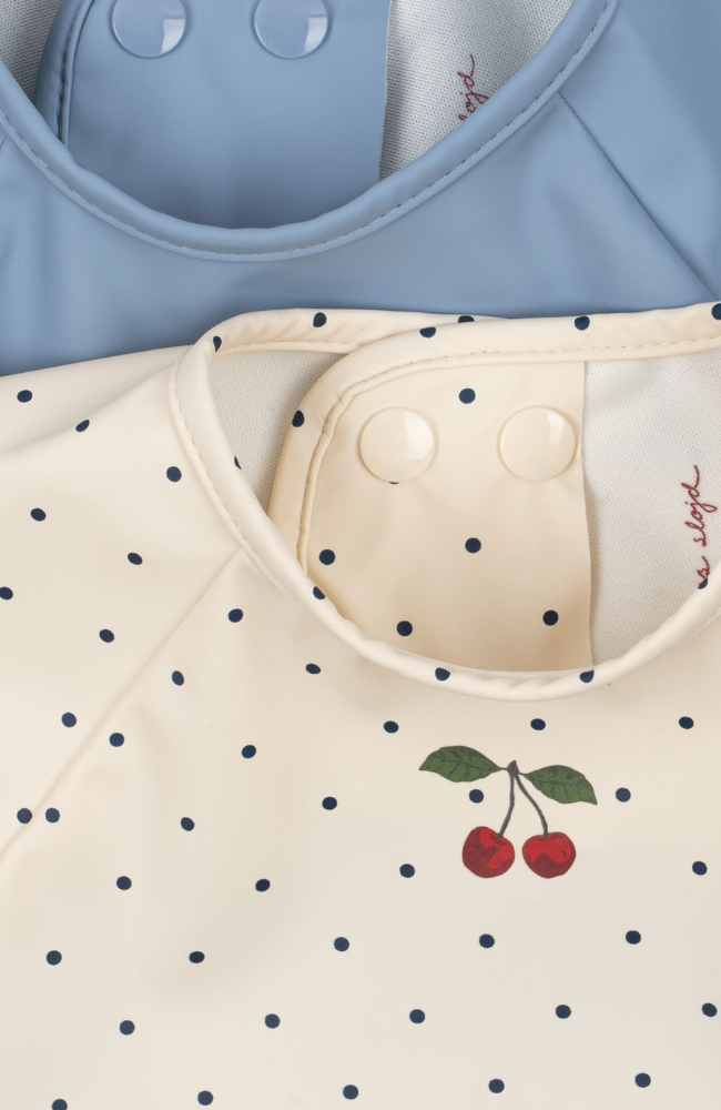2 Pack Dinner Bib w/ Sleeves - Navy Dot / Rain Washed