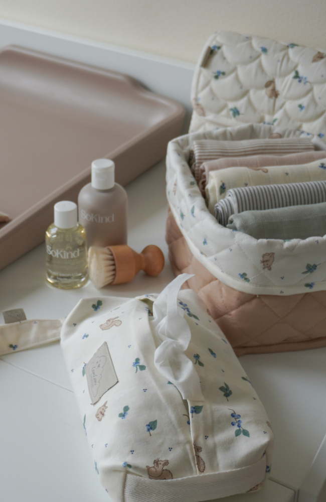 Quilted Storage Basket, Set Of Two - Blueberries