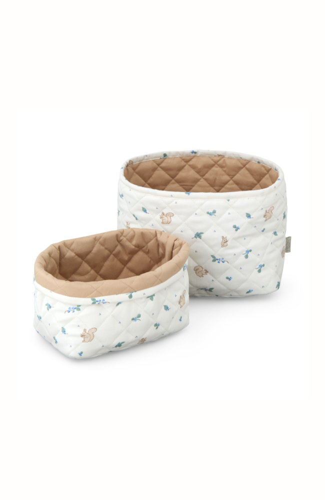 Quilted Storage Basket, Set Of Two - Blueberries
