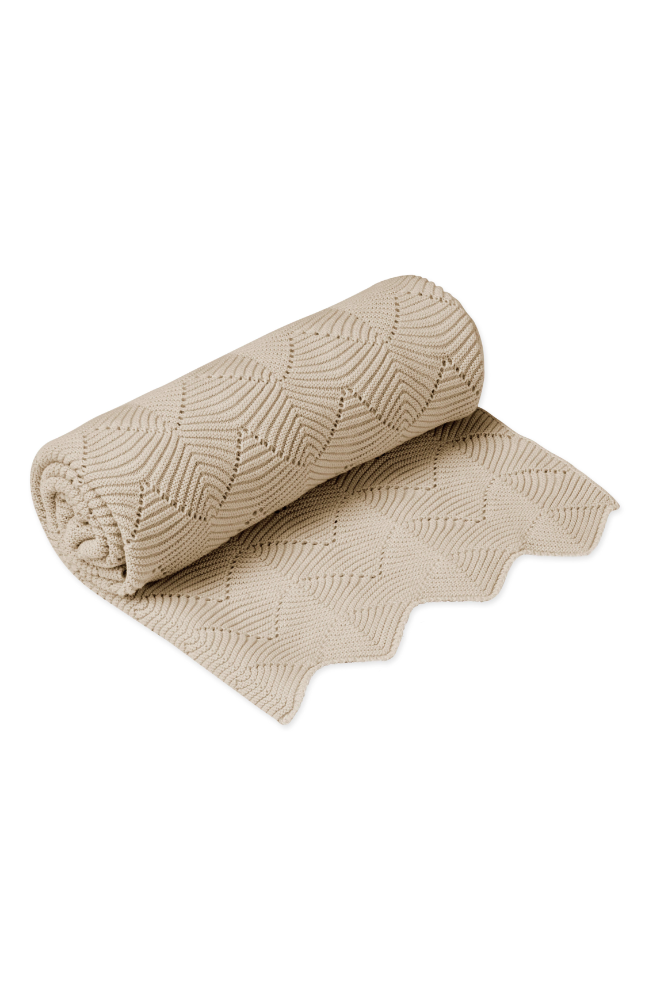 Scallop Knit Throw - Almond