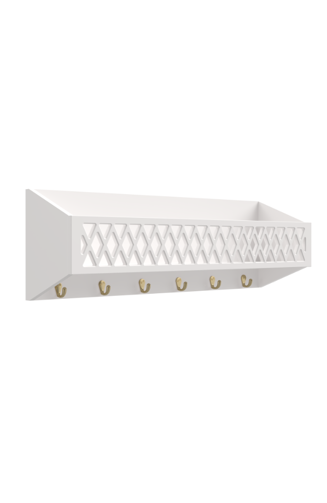 Harlequin Shelf With Hooks - White