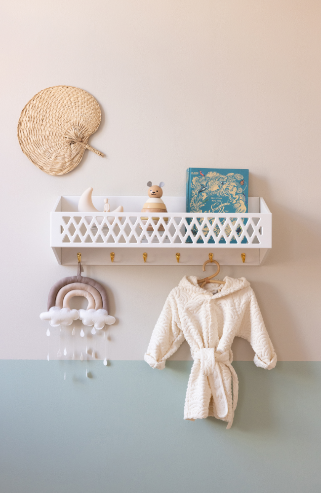Harlequin Shelf With Hooks - White