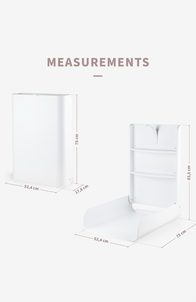 Skiptiborð Veggfest / Wall Changing Table - White