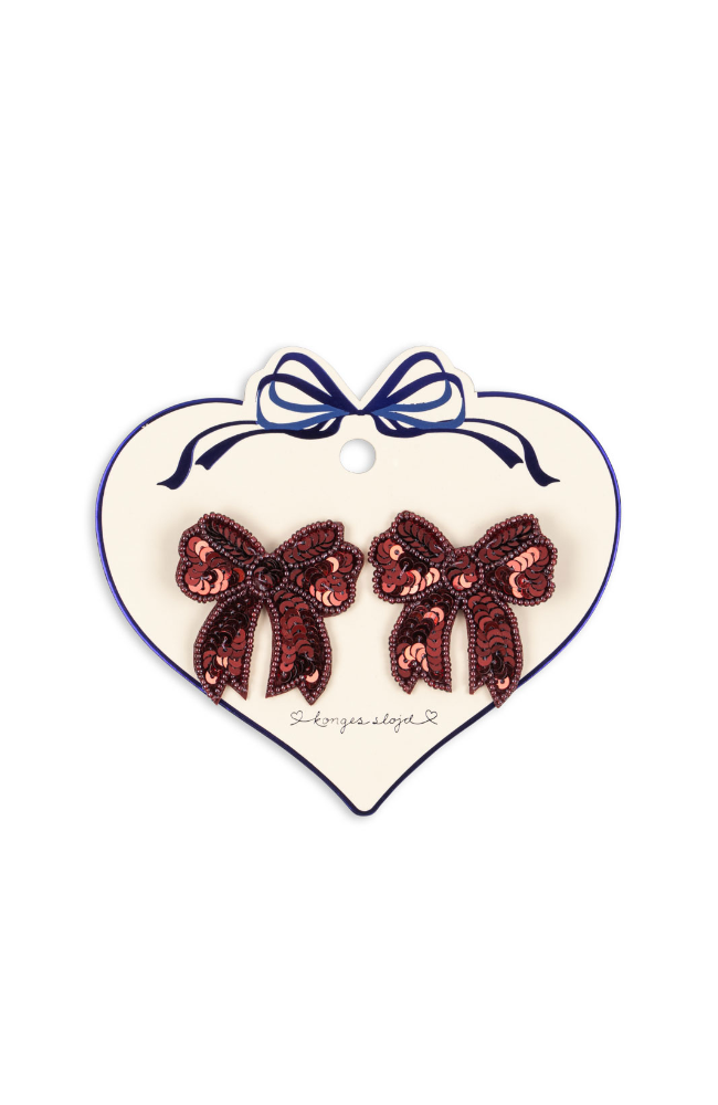 Sequin Bow Hair Clip 2pk - Rio Red