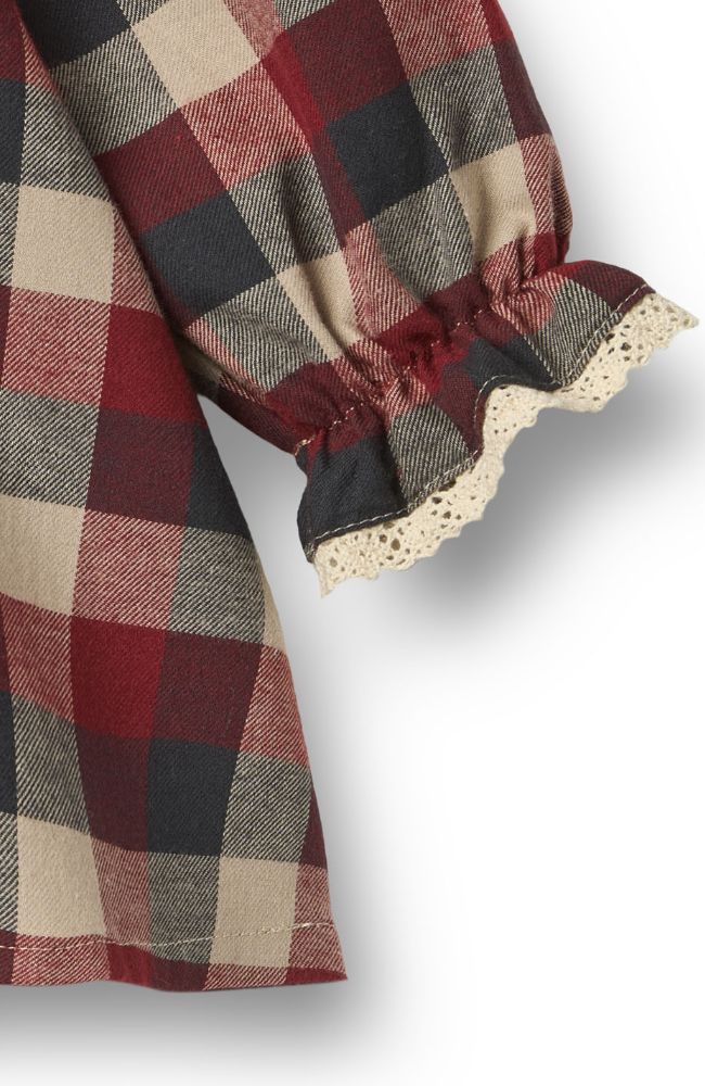 Dress L/S Lace Bella Baby - Red Blue Check st.62-92