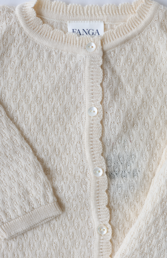 Venti Pointelle Cardigan - Antique White