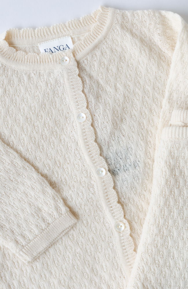 Venti Pointelle Cardigan - Antique White