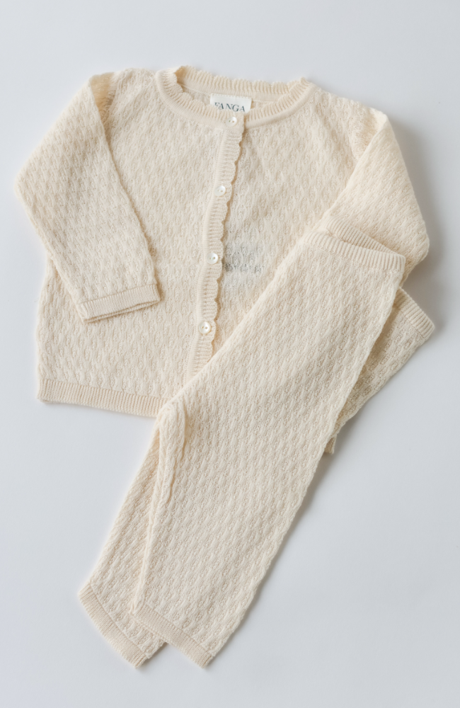 Venti Pointelle Cardigan - Antique White