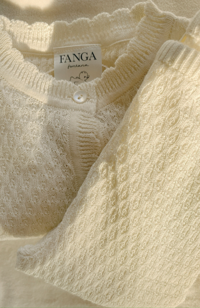 Venti Pointelle Cardigan - Antique White