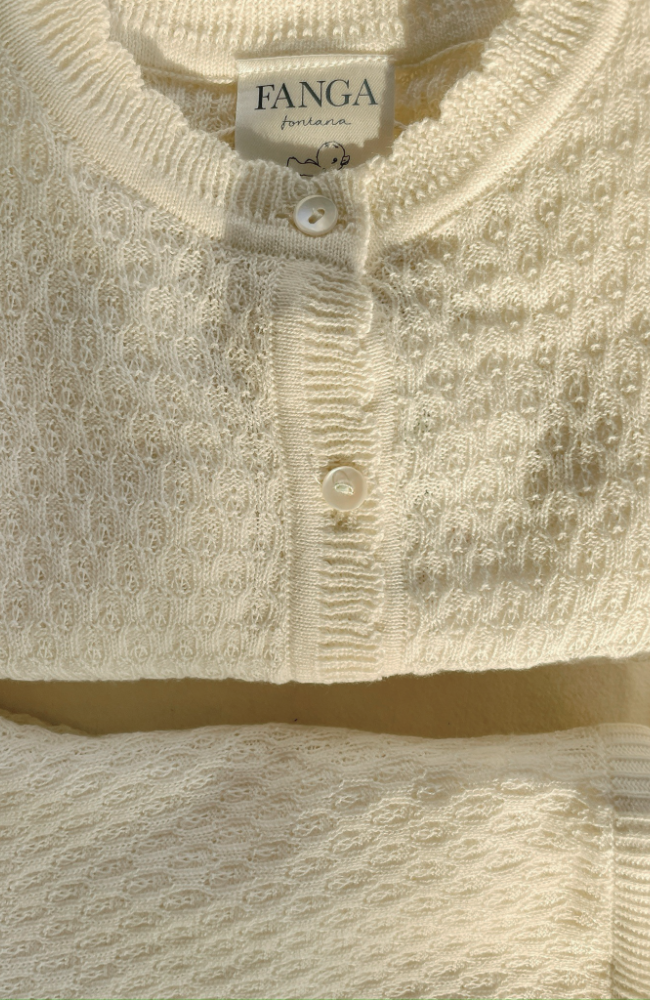 Venti Pointelle Cardigan - Antique White