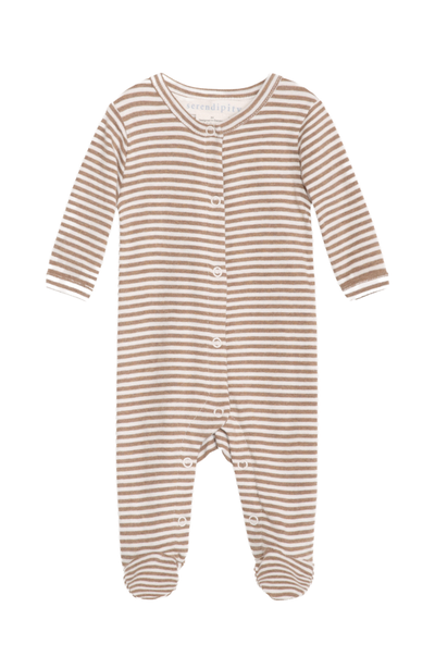Newborn Stripe Suit - Almond / Off White