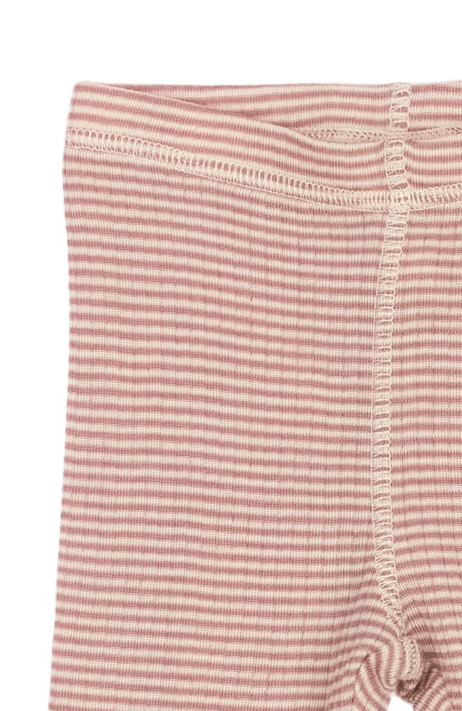 Dante Leggings Merino Wool Striped - Nostalgic Rose/Dark Off White