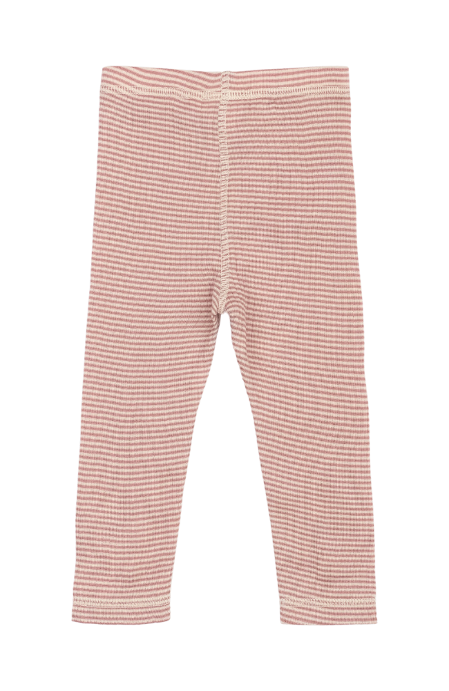 Dante Leggings Merino Wool Striped - Nostalgic Rose/Dark Off White