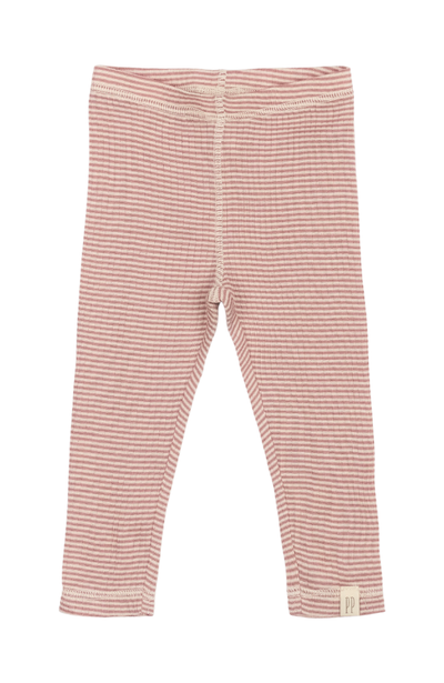 Dante Leggings Merino Wool Striped - Nostalgic Rose/Dark Off White