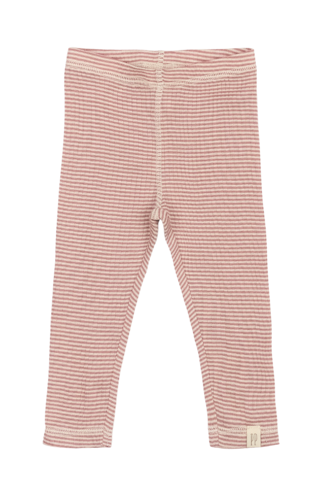 Dante Leggings Merino Wool Striped - Nostalgic Rose/Dark Off White